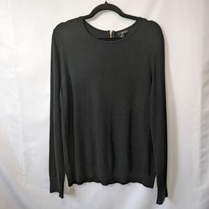 Ann Taylor Lightweight Long Sleeve Black Sweater Zipper back, Women's size XL